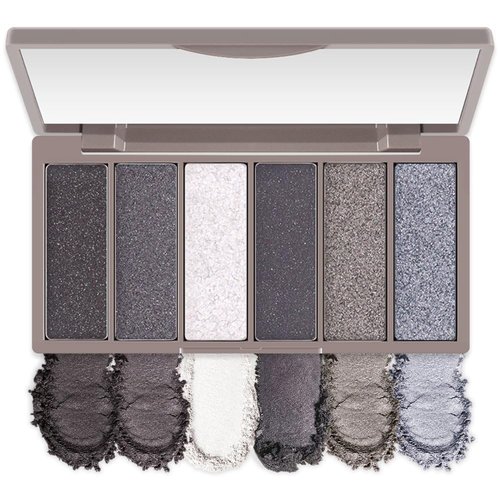 evpct 6 Color Mini Eyeshadow Palette Makeup for Natural Nude Smoky Matte Looks, White Grey Silver Black Glitter Shade Eye shadow palette Built in Mirror Highly Pigmented Waterproof Travel Size