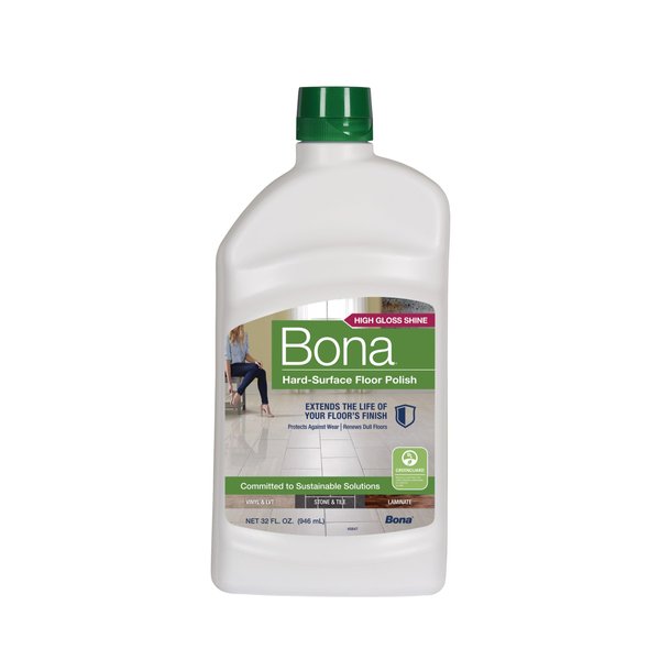 Bona Multi-Surface Floor Polish - 32 fl oz - High Gloss Shine - 32 oz covers 500sq ft of flooring - for use on Stone, Tile, Laminate, and Vinyl Floors
