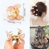 12 Pcs Glitter Rhinestone Flower Hair Clips and Barrettes - Claw Clips, Metal Clamps, and Hair Accessories for Girls, Women, Kids, and Teens (Pink & Blue)