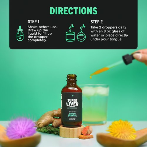 SuperBonsai Super Liver Support with Milk Thistle - All Natural Liver Cleanse Detox & Repair Aid - Doctor-Formulated Liver Supplement - Liquid Herbal Supplements for Liver Health - 1 Month Supply