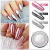PrettyDiva Chrome Nail Powder - Silver Mirror Effect Nail Powders, Highlight Metallic Chrome Powder for Nail Art