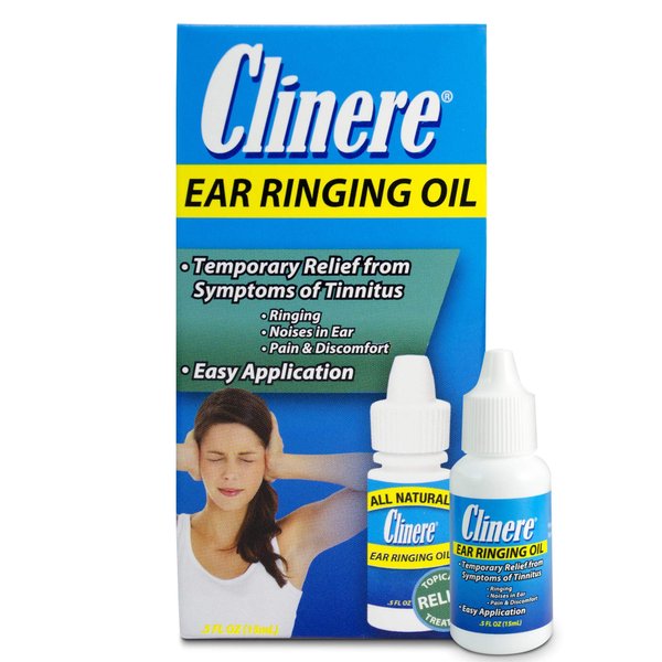 Clinere Ear Ringing Oil Relief, Ear Drops to Help Stop Ringing in The Ears, Tinnitus Relief, Noises in Ears, Pain and Discomfort, Relieves Ear Ringing, Buzzing, Clicking with Homeopathic Oil, 5 fl