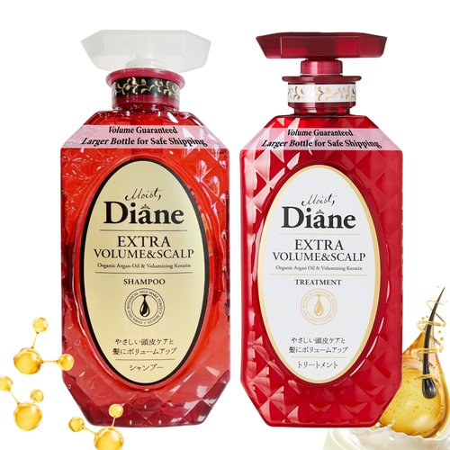 Moist Diane Hair Shampoo and Conditioner Set for Women & Men, Natural Keratin Protein Haircare, Japanese Hydrating Moisturizing Hair & Scalp Hair Care Set, Silicone& Sulfate Free, Extra Volume& Scalp