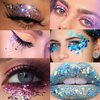 3Pcs Holographi Face Body Glitter Gel, Sparkle Color Changing Face Glitter Gel, Mermaid Sequins Glitter Face Paint, Chunky Hair Glitter Gel for Concerts Party Mardi Gras Festival Rave