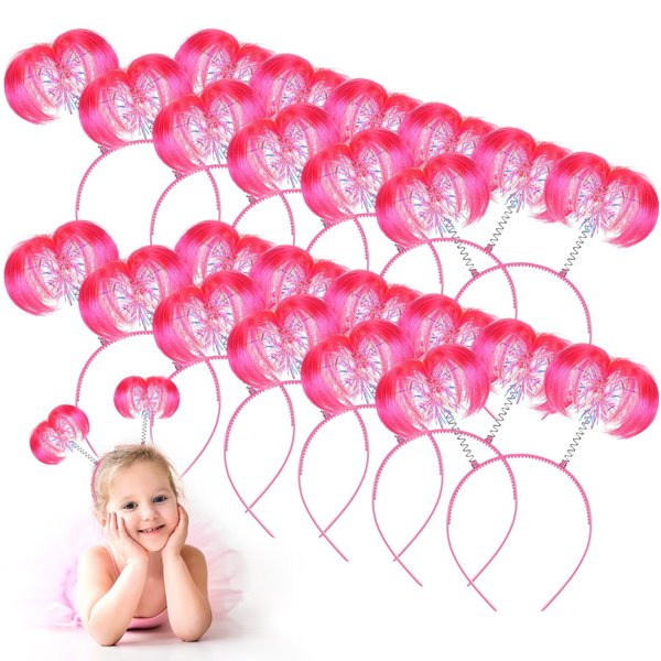 Jexine 12 Pieces Tinsel Wrapped Ponytails Headbands Headwear Feathers Head Bopper for Women Girls Hair Costume Accessories(Pink)