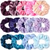 Bememo 28 Pieces Velvet Scrunchies Hair Ties Elastics Scrunchy Bobbles Soft Hair Bands Ponytail Holder Hair Accessories Cute Colors Elastic Hair Bands Party Favors for Teens Women Girls(Cute)
