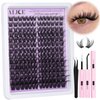 ALICE Cluster Eyelash Extension Kit Natural Wispy Lash Clusters Kit DIY Lash Extension Kit Fluffy 196pcs 10-18mm Individual Lashes with Mix 4-7mm of Lash Band Lash Glue Lash Twezeers
