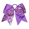 NEW "GOLD CHEETAH Purple" Tick Tock Cheer Bow Pony Tail 7 Inch Girls Cheerleading Dance Practice Football Games Competition Grosgrain Ribbon Elastic
