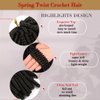 Spring Twist Hair 90strands 8 Inch Fluffy Spring Twist Crochet Hair for Springy Afro Twist Hair Distressed Soft Locs Butterfly Locs Pre-looped Crochet Synthetic Hair Extensions(#T1B/BUG)