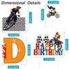 Zonon 20 Pieces Dirt Bike Birthday Decoration Dirt Bike Party Supplies Banner Cake Cupcake Topper for Motocross Themed Birthday Party Man or Boy Riding Room Wall Decoration (Chic Style)