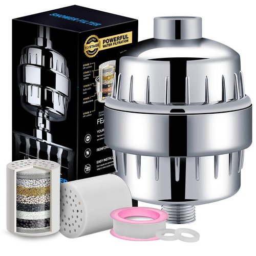 NATAGO Multi Stage Shower Filter Shower Head Filter Chlorine Bath Filter Hard Water Filter Water Softener Showerhead Filter with 2 Replaceable Filter Cartridges(12-stage)