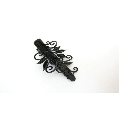 Generic Small black metal vine leaf hair pin alligator clip barrette for fine thin hair