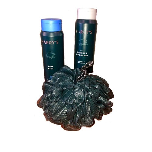 Harry's Shampoo 2-in-1 Body Wash Shower/Bath Bundle with XL Pouf (color may vary)