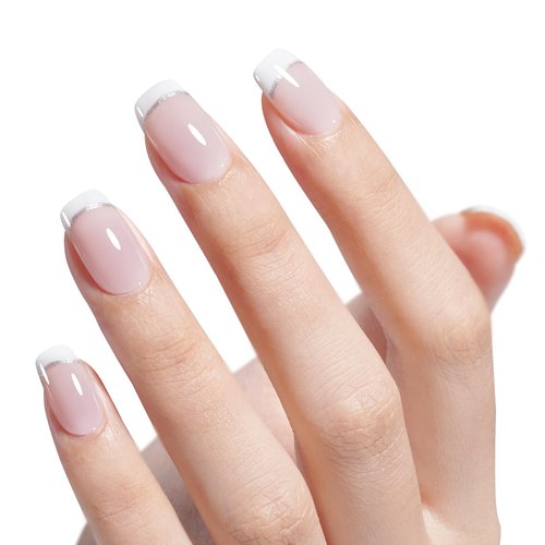 AILLSA Nude Pink Gel Nail Polish Set White Red Gel Nail Polish Milky Neutral Translucent Gel Polish with Base and Top Coat 5+2 Kit Bright Wedding Color Jelly Soak Off U V Manicure Salon DIY at Home