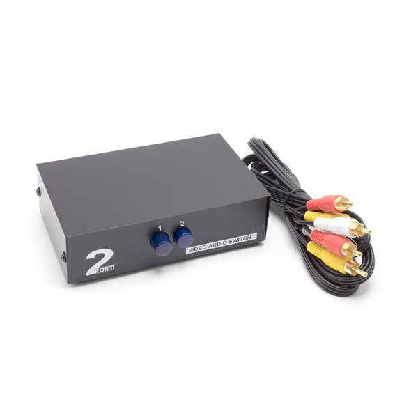 THE CIMPLE CO 2 Way AV Switch - 2 Input 1 Output RCA Selector Switch for Composite Audio and Video - Switcher Box - Includes RCA Composite Cable (Black)