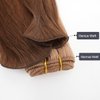 Full Shine Genius Weft Hair Extensions Sew In Hair Extensions 20 Inch 60G Hand Tied Weft Extensions Soft Straight Hair Weft Human Hair Color Light Brown Highlight Platinum Blonde