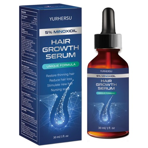 Hair Growth Serum with 5% Minoxidil, for Men & Women Hair/Beard Regrowth, Infused with Biotin & Glycerin, Anti Hair Loss Treatment For Sparse/Longer Hair, 1 fl oz(30ml)