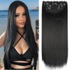 Straight Black Hair Extensions for Women, Clip in Long Wavy Hair Extensions Double Weft Synthetic Hair Extension, Thick Hairpieces for Thinning Hair(20Inch, 4Pcs)