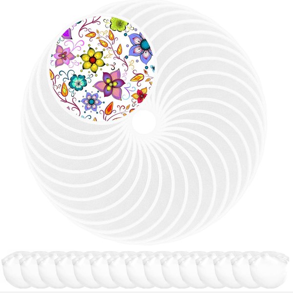 Mototo 36 Pieces Foldable Flying Disc Fans with Bag Folding Pocket Toy Set DIY Creative Gift Handheld Fabric Fan for Fun Party Favors Summer Outdoor Activity Game Halloween, White