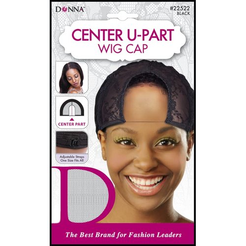 DONNA U-PART Wig Cap Black Color 1pc, Weaving Cap Wig Caps for Women Bald Cap, Center U-part Wig Cap