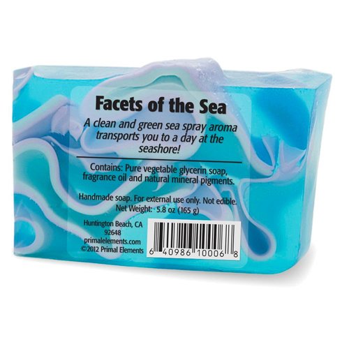Primal Elements Glycerin Bar Soap | Helps All Skin Types, Sensitive, Oily & Dry Skin | NO PARABENS, VEGAN, GLUTEN FREE, 100% VEGETABLE BASE - (Facets of the Sea)