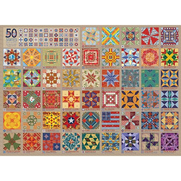 Cobble Hill 1000 Piece Puzzle - 50 States Quilt Blocks - Sample Poster Included