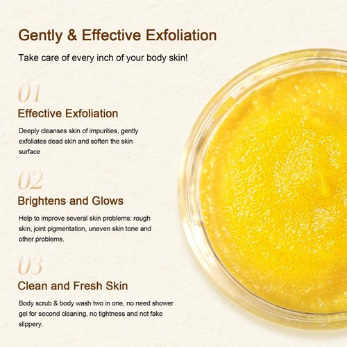 NEUTRIHERBS Turmeric Body Scrub, Exfoliating Body Scrub With Vitamin C, Deep Cleansing And Moisturizing Body, Hands, Legs, Thighs - 7.05oz