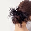 Black Feather Hair Scrunchies Elastic Hair Bands Hair Rings Scrunchy Hair Ties Ropes Ponytail Holder Hair Accessories for Women and Girls, 1 Piece