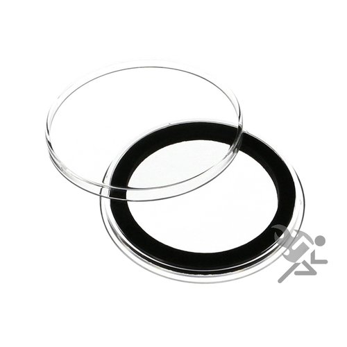 1 Air-Tite Coin Holder Storage Container & 20 Black Ring 38mm Air-Tite Coin Holder Capsules for Silver Dollars