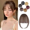 Wirctp Clip in bangs Real Human Hair Wispy Bangs 100% Human Hair Clip on Bangs for Women Hair Extensions Curtain Bangs Hair Clip Fake Bangs Hair Pieces For Daily Wear（Brown）