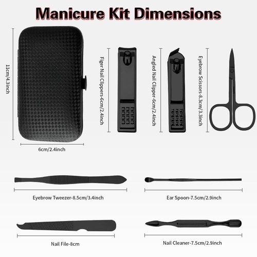 Manicure Kit, Nail Clipper Set, Manicure Set, Stocking Stuffers for Men, Mens Nail Grooming Kit, Travel Nail Kit, Mens Manicure and Pedicure Nail Care Set, Christmas Gift for Men Him Boyfriend (Black)