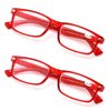 2 Pairs Casual Rectangular Reading Glasses - Stylish Simple Readers Magnification Transparent Blue Red (2 Red, 2.25)