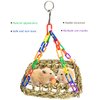 OMYZERO Bird Parrot Toys,Bird Foraging Wall Toy,Edible Seagrass Woven Climbing Hammock Mat with Colorful Chewing Toys,Suitable for Lovebirds,Finch,Parakeets,Budgerigars, Macaws,Conure,Cockatiel