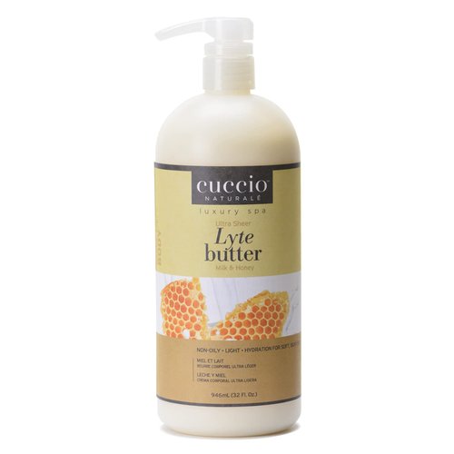 Cuccio Naturale Lyte Ultra-Sheer Body Butter - Replenishing Scented Moisturizer Cream - Deep Hydration To Repair Dry Skin - All Natural, Cruelty-Free Formula - Milk And Honey - 32 Oz