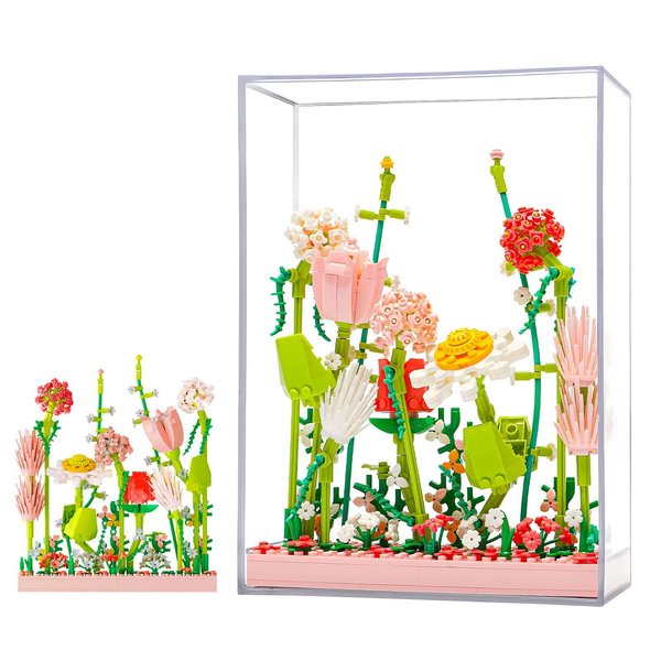 TNOIE Flower Bouquet Building Sets, DIY Simulation Plant Series Creative Toys with Dust Cover, Unique Home Decoration Christmas Birthday Gift for Adults Kids Girlfriends Mom