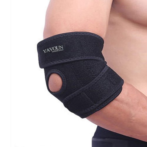 YAVOUN Elbow Brace, Adjustable Tennis Elbow Support Brace, Great For Sprained Elbows, Tendonitis, Arthritis, basketball, Baseball, Golfer's Elbow Provides Support & Ease Pains (Black)