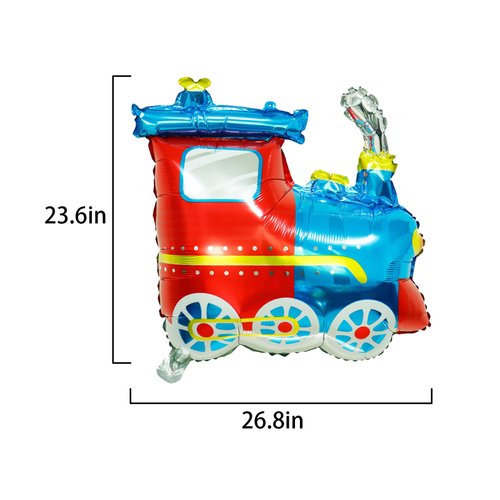 GLASNES Train Birthday Balloon Kit Train Foil Balloons Five-pointed Star Foil Balloons Baby Shower Train Themed Birthday Party Decorations Supplies