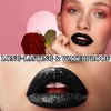 3 PCS Black Matte Liquid Lipstick and Lipliner Set,High Pigmented Matte Lipstick Lipgloss Black Lip Liner Set Long Lasting Waterproof Velvet Liquid Lip Gloss Stain Set for Halloween Gothic Makeup