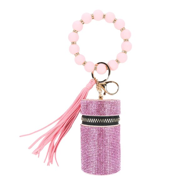 Lipstick Case Keychain, Leather Diamond Lip Gloss Holder, Stylish Travel Lipstick Organizer, Makeup Storage Case for Purse Perfume Fingernail Polish