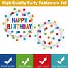 Happy Birthday Decorations 96 Pieces Happy Birthday Plates and Napkins Party Supplies Disposable Paper Birthday Plates and Napkins, Forks for Boys Girls Birthday Party Decorations
