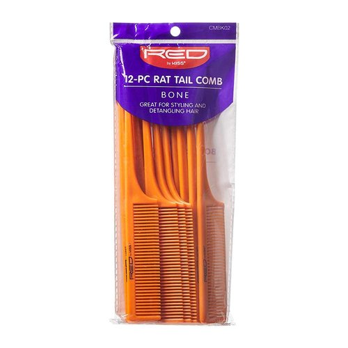 RED by KISS Professional Rat Tail Comb 12 PCS Bone
