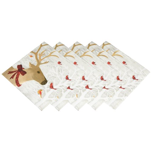 Paperproducts Design Decorative Beverage Paper Napkins – Tabletop Disposable Kitchen Cocktail Napkin – For Lunch, Dinner, Birthdays – Set of 12, Liz Leines/Jms Art Licensing Deer Friends Design