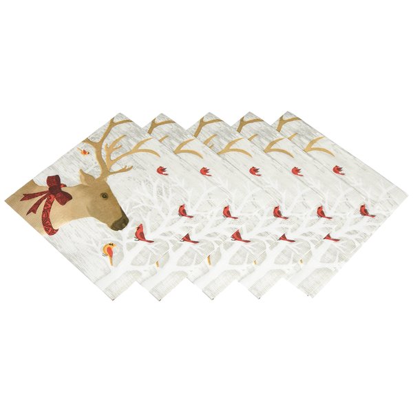 Paperproducts Design Decorative Beverage Paper Napkins – Tabletop Disposable Kitchen Cocktail Napkin – For Lunch, Dinner, Birthdays – Set of 12, Liz Leines/Jms Art Licensing Deer Friends Design