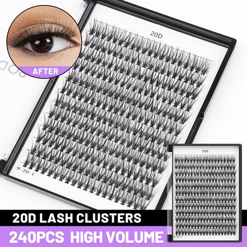 Bodermincer 1 Box Big Capacity 240 bundles 8-10-12-14-16mm Mixed 20D/30D/40D/60D/80D/100D Eyelash Extensions Strip Eyelashes Individual Lashes Natural Style 8-22mm to Choose (20D-15mm)