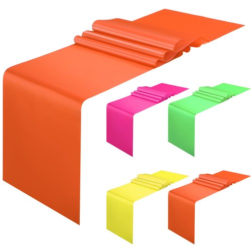 Newwiee 4 Pcs Neon Glow Party Table Runner Neon Party Supplies for Neon Party Supplies Fluorescent Neon Birthday Wedding Party Favors Kitchen Table Decorations (11.81 x 108.27 inch)