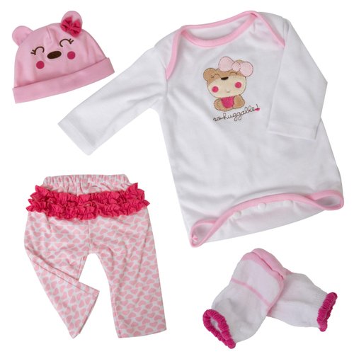 EKOKIZ Reborn Baby Dolls Clothes Girl Cute Bear Pattern Baby Clothes for 17-22 Inches Realistic Newborn Baby Dolls Baby Girls' Clothing