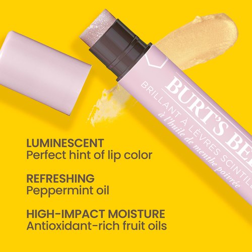 Burt's Bees Shimmer Lip Tint Set, Tinted Lip Balm Stick, Moisturizing for All Day Hydration with Natural Origin Glowy Pigmented Finish & Buildable Color, Champagne (4-Pack)