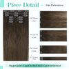 Ukira Brown Clip in Hair Extensions Real Human Hair, 18 Inch 70g 7pcs Medium Brown Hair Extensions Clip ins for Women, Ntural Straight Remy Human Hair Extensions Brown Hair Extensions