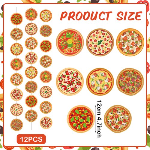 Halloscume Pizza Party Decorations 12 Pcs Pizza Birthday Party Decor Hanging Pizza Themed Banner Pizza Garland for Back to School Pizza Party Supplies Hanging Decor
