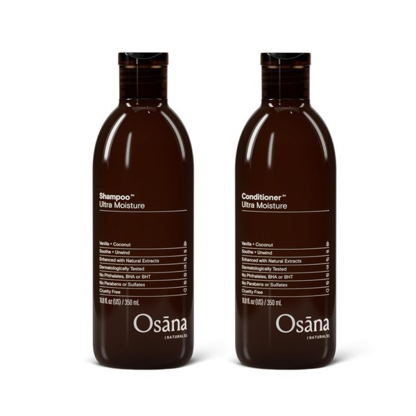 Osana Shampoo + Conditioner Set, Shea Butter & Coconut Oil for Normal-Dry Hair Types, Balance Moisture and add Shine, Vanilla & Coconut Scent - 11.8oz Each